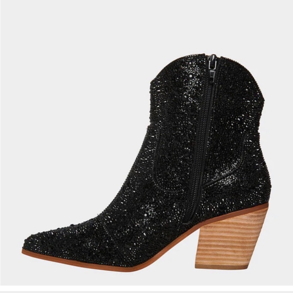 Betsey Johnson Black rhinestone Ankle Booties size 9.5